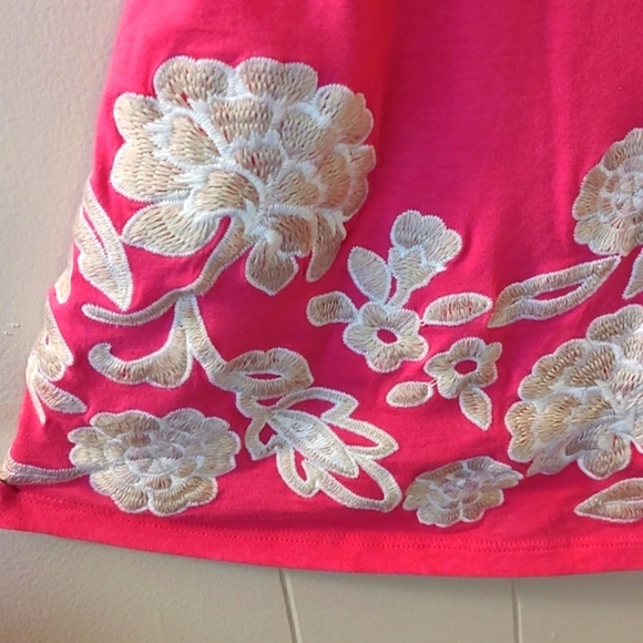 Embroidered PINK Spaghetti Strap MINI DRESS SZ LARGE - Picture 3 of 10